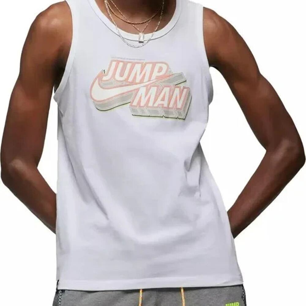Air Jordan Jumpman White Logo Graphic Print Men's Activewear Tank Top XL NWT
